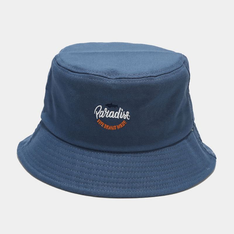 Unisex Bomuld Ensfarvet Haj Bogstavmønster Broderi Mode Solskærm Bucket Hat