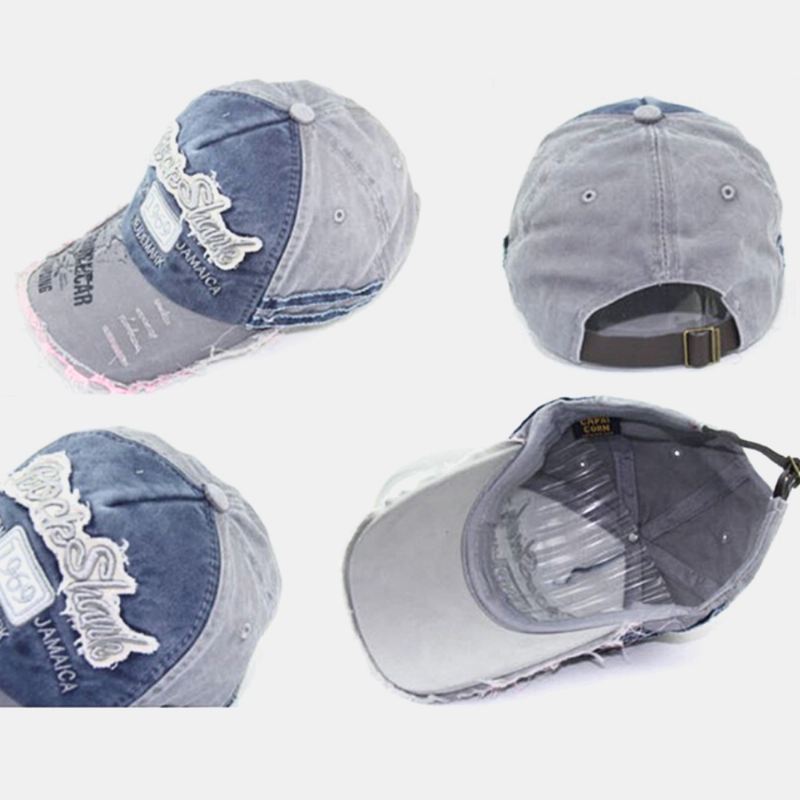 Unisex Bomuld Made-gamle Broken Edge Patch Kontrastfarve Casual Par Hat Baseball Hat