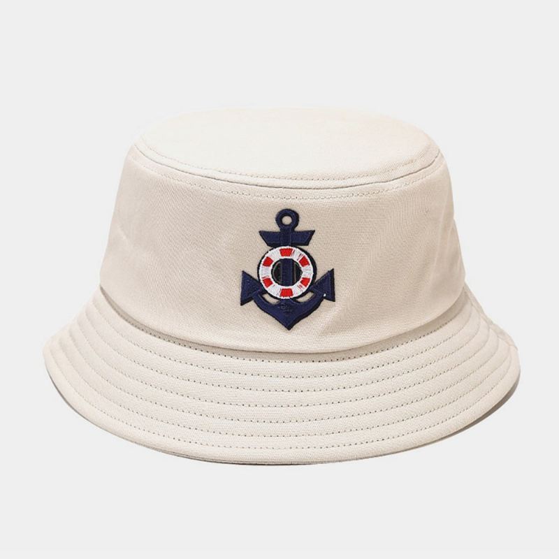 Unisex Bomuldsanker Redningskransemønster Udendørs Vild Solskærm Bucket Hat