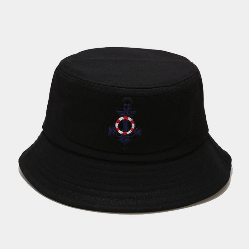 Unisex Bomuldsanker Redningskransemønster Udendørs Vild Solskærm Bucket Hat