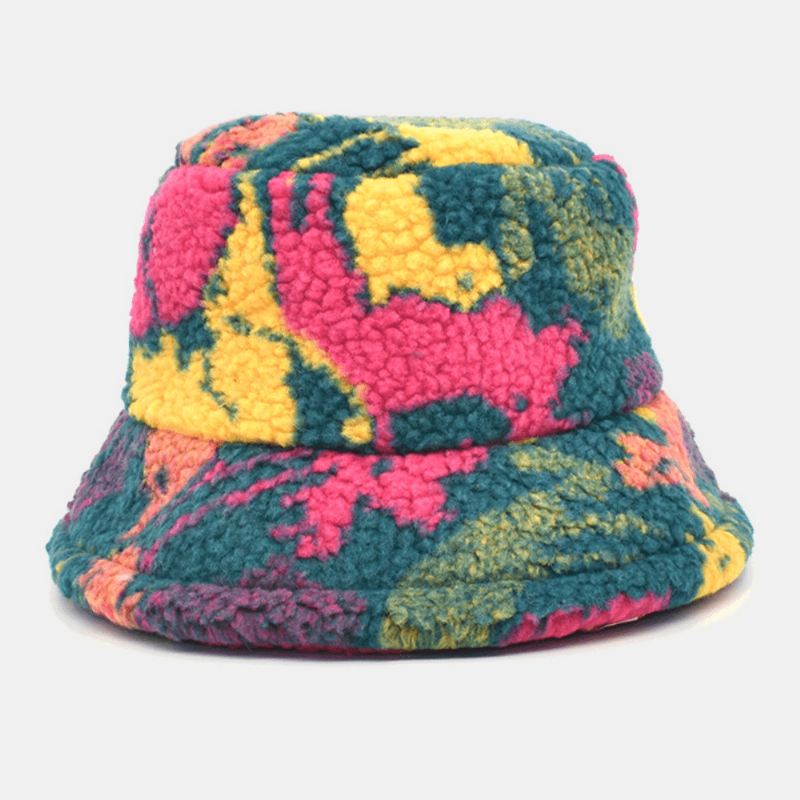 Unisex Bomuldsblanding Farvetryk Fløjl Holder Varmen Udendørs Rejse Casual Bucket Hat