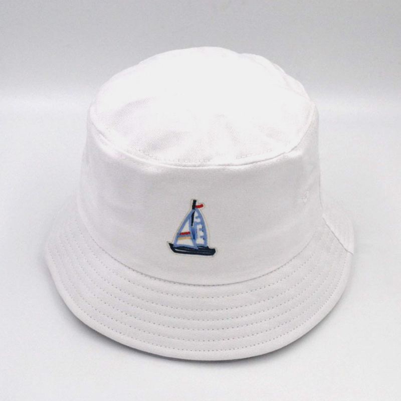 Unisex Bomuldssejlbådsmønster Justerbar Casual Sunshade Bucket Hat