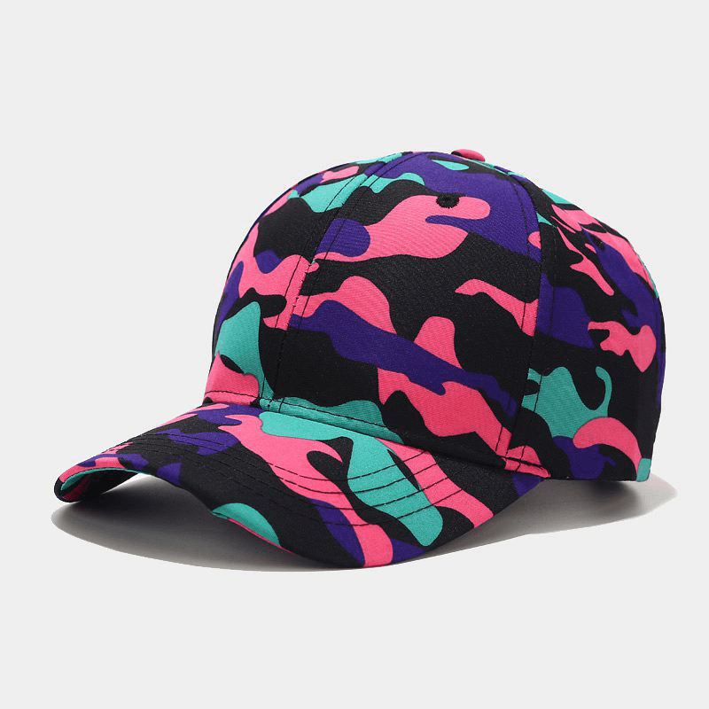 Unisex Camouflage Baseball Kasket Farvet Graffiti Bomuld Udendørs Solcreme Wild Fitted Hat