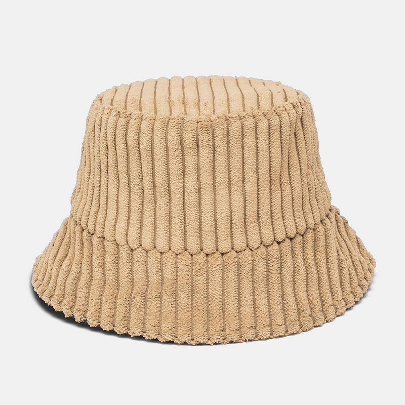 Unisex Corduroy Striber Mønster Ensfarvede Varm Ørebeskyttelse Par Hat Bucket Hat