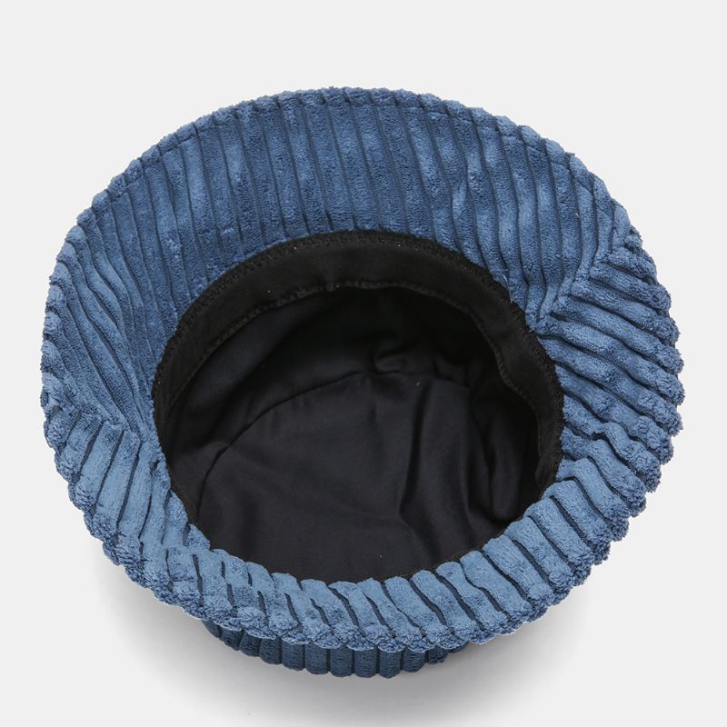 Unisex Corduroy Striber Mønster Ensfarvede Varm Ørebeskyttelse Par Hat Bucket Hat