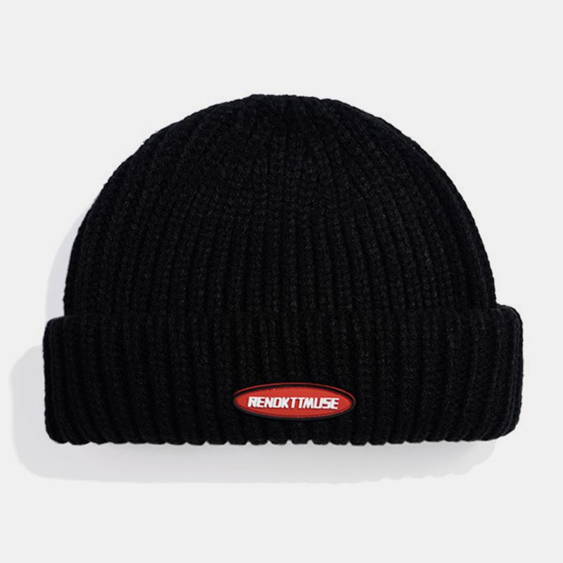 Unisex Cotton Dome Patch Strikket Kasket Street Hip Hop Solsejl Skyggeløs Beanie Hat