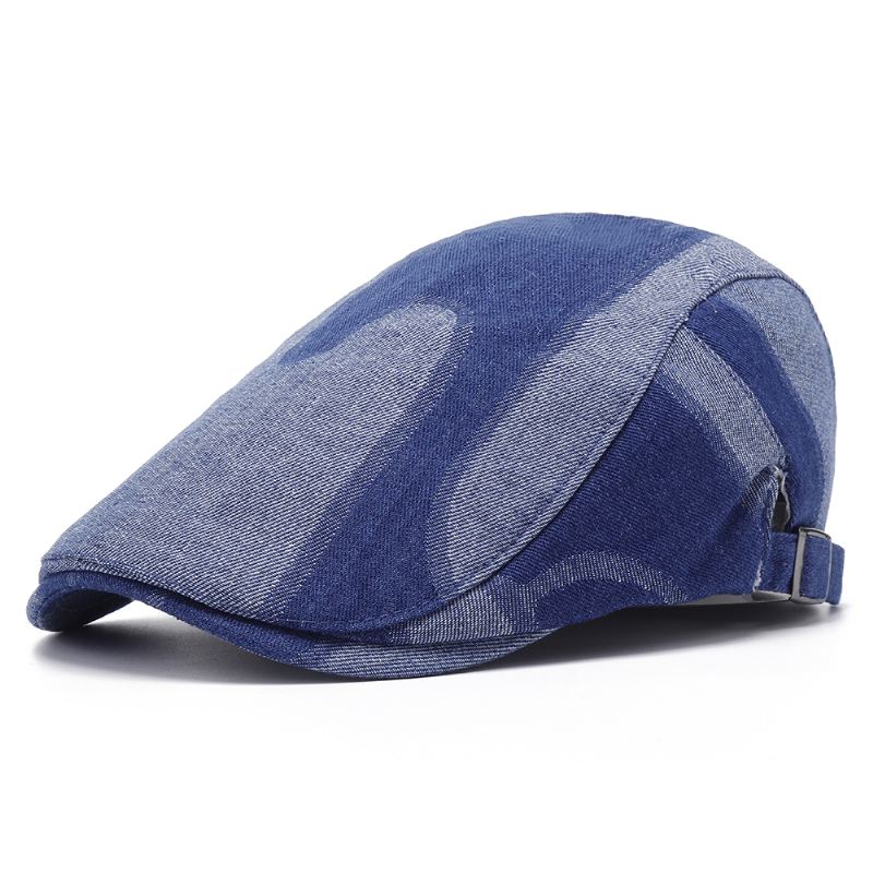 Unisex Denim Kort Skygge Distressed Blå Solskærm Peaked Cap