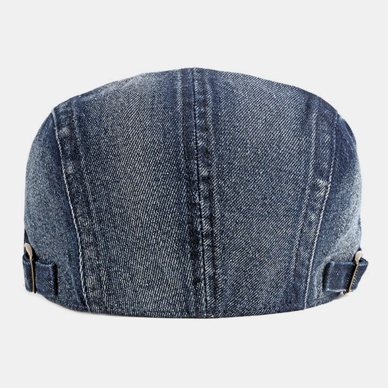 Unisex Denim Vasket Mærke Gammelt Hul Åndbar Afslappet Solskærm Fremad Kasket Baret Kasket Flad Hat