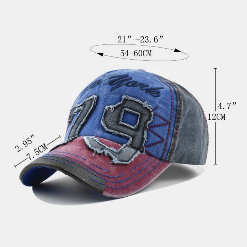 Unisex Distressed Digital Patch Brev Broderi Baseball Cap Udendørs Casual Solskygge Vasket Stretch Fit Cap