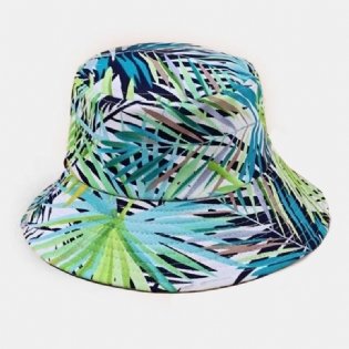 Unisex Double-side-wear Beach Hat Overlay Blade Med Tryk Udendørs Fiskeri Jagt Hat Bucket Hat