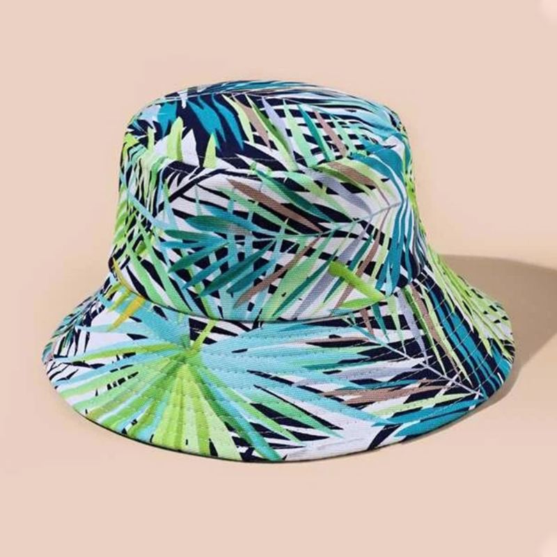 Unisex Double-side-wear Beach Hat Overlay Blade Med Tryk Udendørs Fiskeri Jagt Hat Bucket Hat