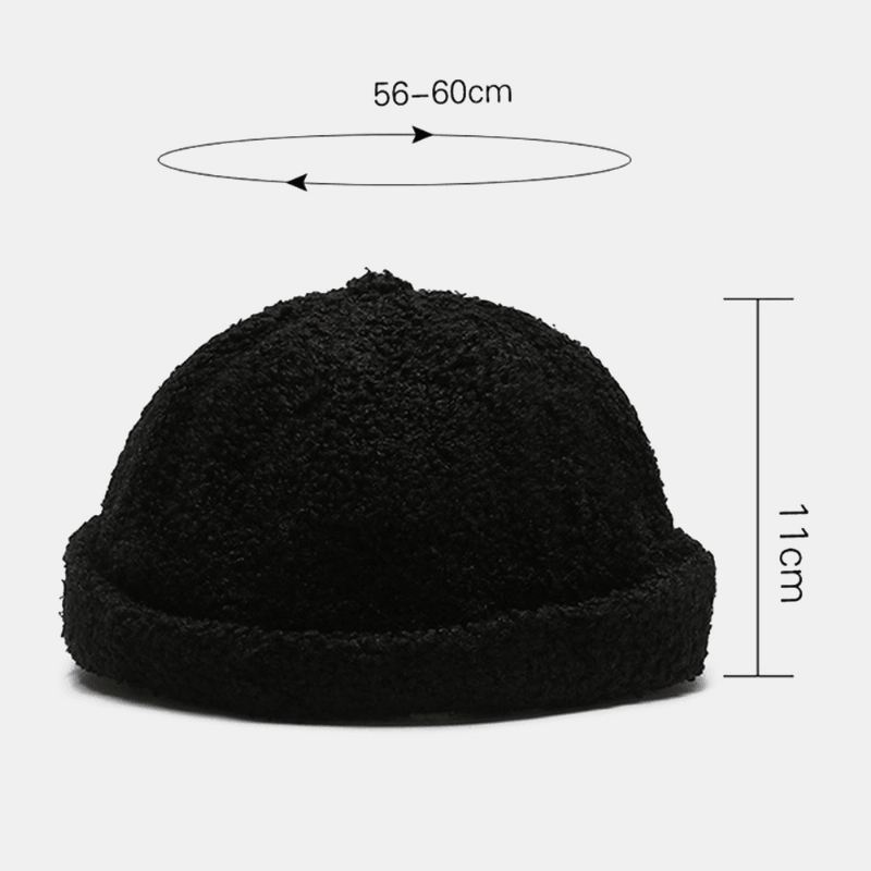 Unisex Ensfarvet Fleece Varm Udlejer-kasket Udendørs Afslappet Solsejl Uden Skygge Beanie-kraniekasket