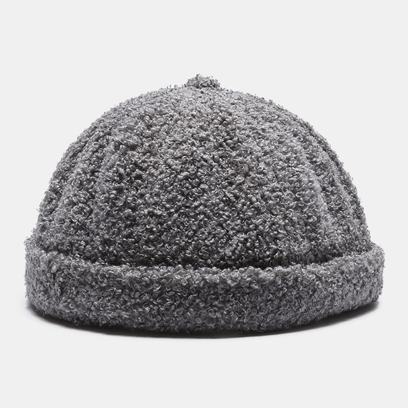 Unisex Ensfarvet Fleece Varm Udlejer-kasket Udendørs Afslappet Solsejl Uden Skygge Beanie-kraniekasket