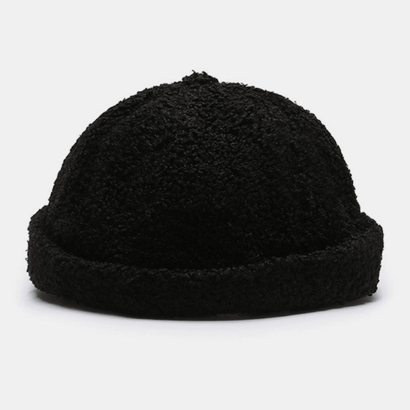 Unisex Ensfarvet Fleece Varm Udlejer-kasket Udendørs Afslappet Solsejl Uden Skygge Beanie-kraniekasket