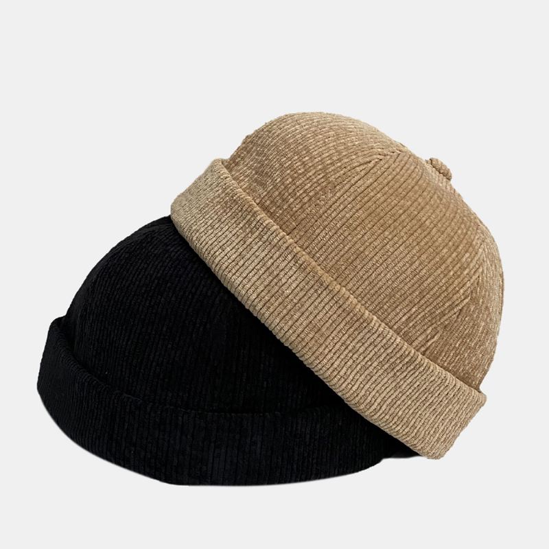 Unisex Ensfarvet Justerbar Fløjlshætte Kasket Afslappet Vild Solsejl Skyggeløs Beanie Landlord Cap