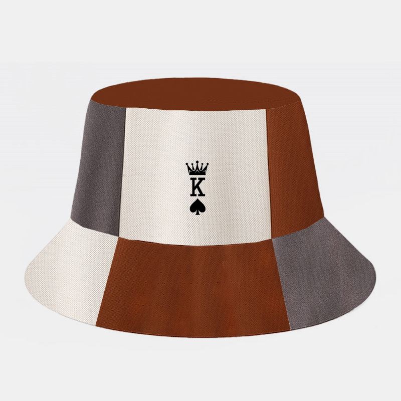 Unisex Firkantet Plaid Farvematchende Solskærmshat Casual Wild Kontrastfarve Pokermønster Bucket Hat