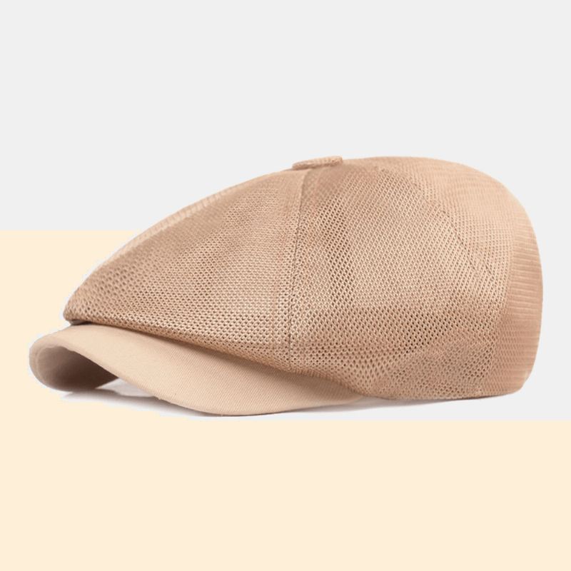 Unisex Fuld Mesh Åndbar Casual Baret Cap Octagonal Hat Painter Cap Forward Cap