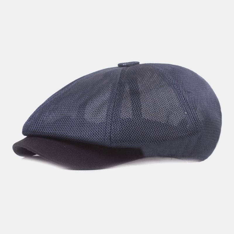 Unisex Fuld Mesh Åndbar Casual Baret Cap Octagonal Hat Painter Cap Forward Cap