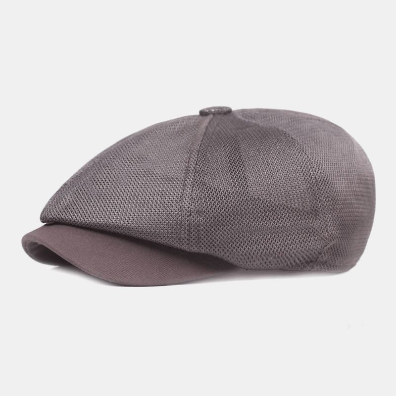 Unisex Fuld Mesh Åndbar Casual Baret Cap Octagonal Hat Painter Cap Forward Cap