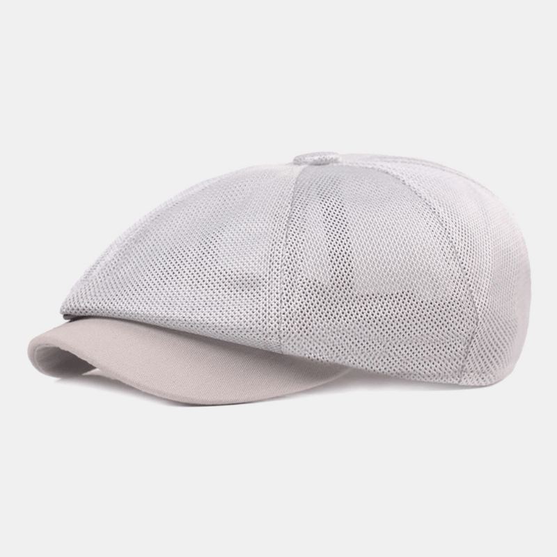 Unisex Fuld Mesh Åndbar Casual Baret Cap Octagonal Hat Painter Cap Forward Cap