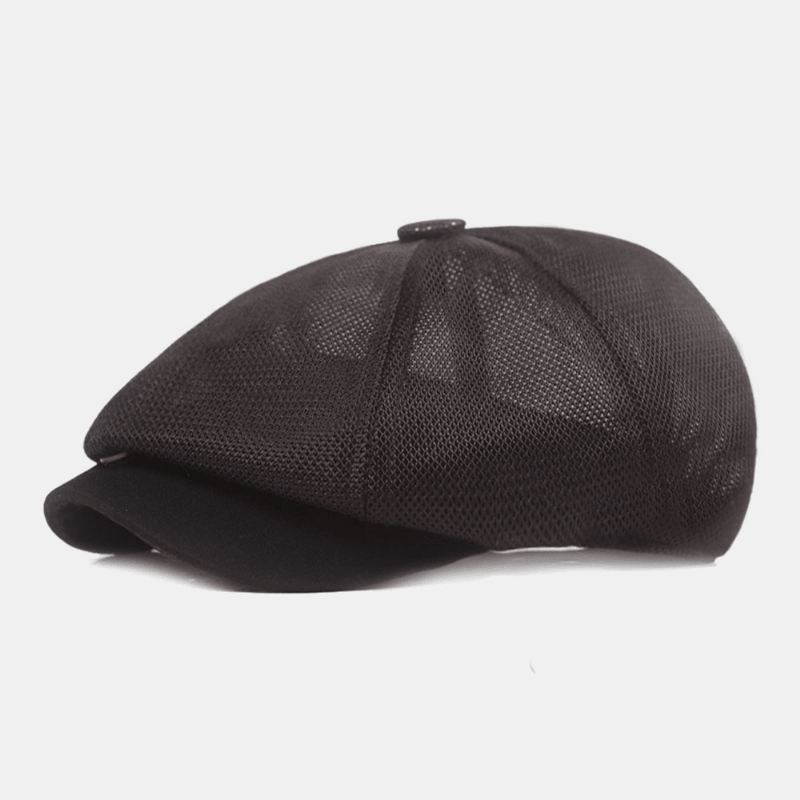 Unisex Fuld Mesh Åndbar Casual Baret Cap Octagonal Hat Painter Cap Forward Cap