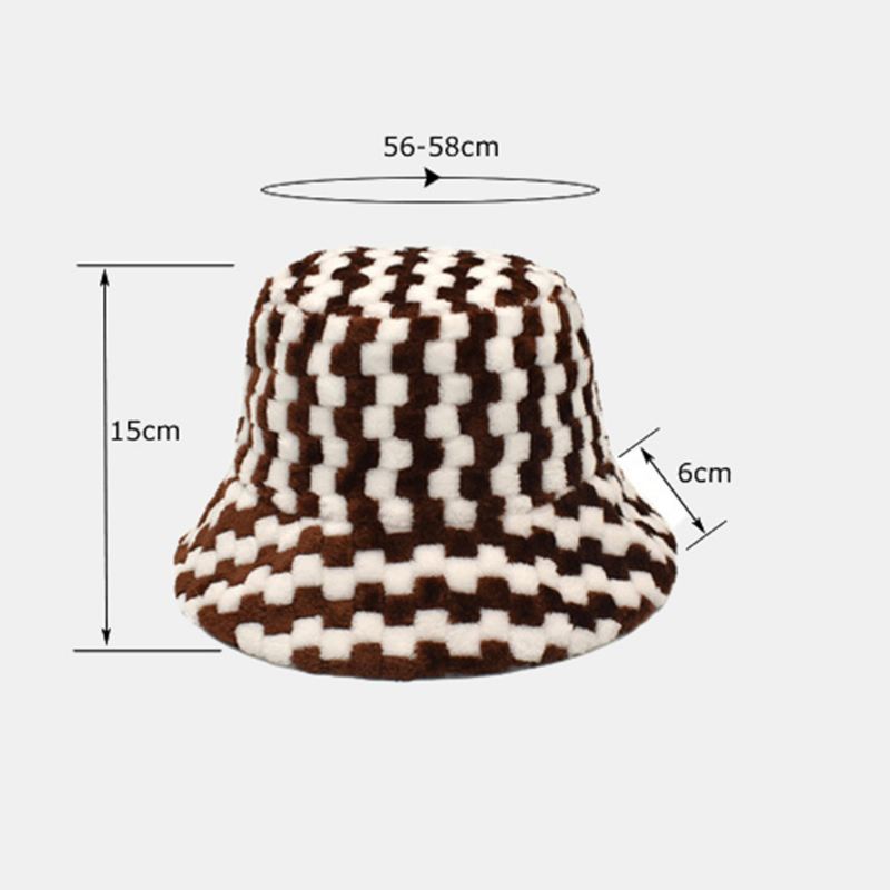 Unisex Gitter Jacquard Plys Varme Bøttehat Udendørs Casual Tykke Cool Beskyttelse Faux Kaninpelshat