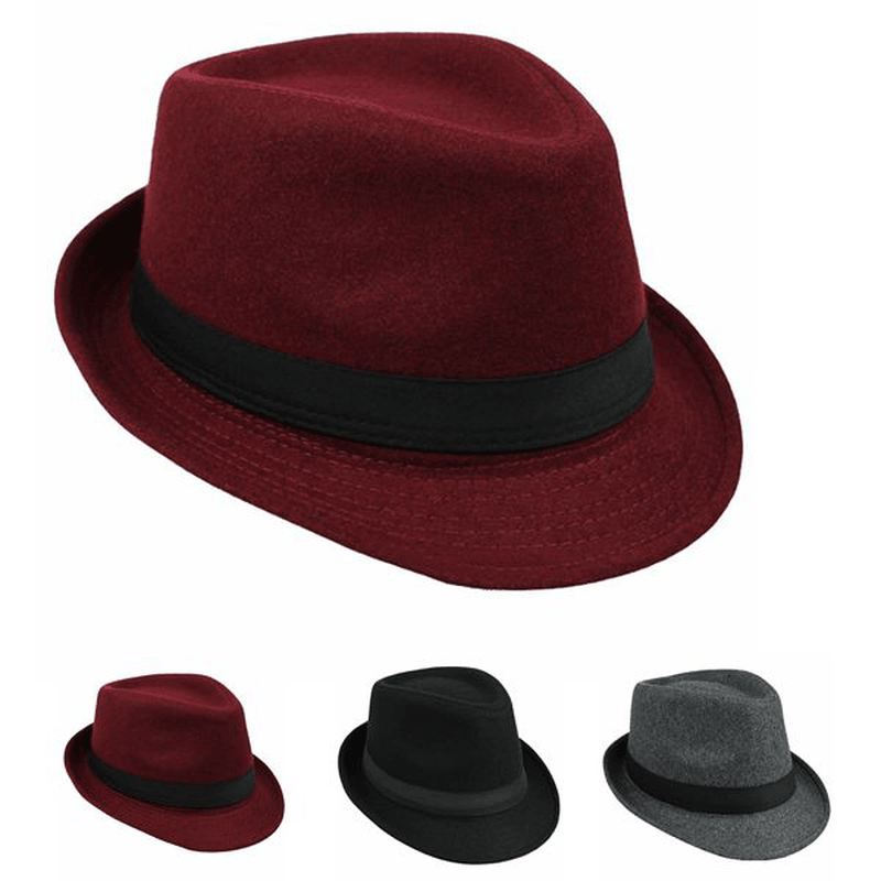 Unisex Jazzkasket Vintage Uldspand Trilby Rand Fedora Panamahat