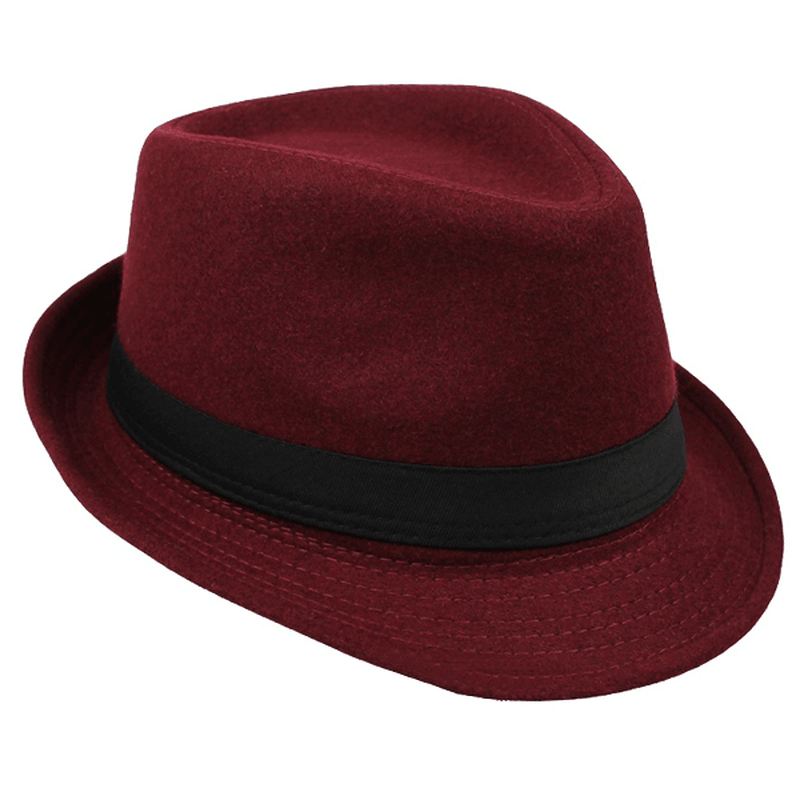 Unisex Jazzkasket Vintage Uldspand Trilby Rand Fedora Panamahat