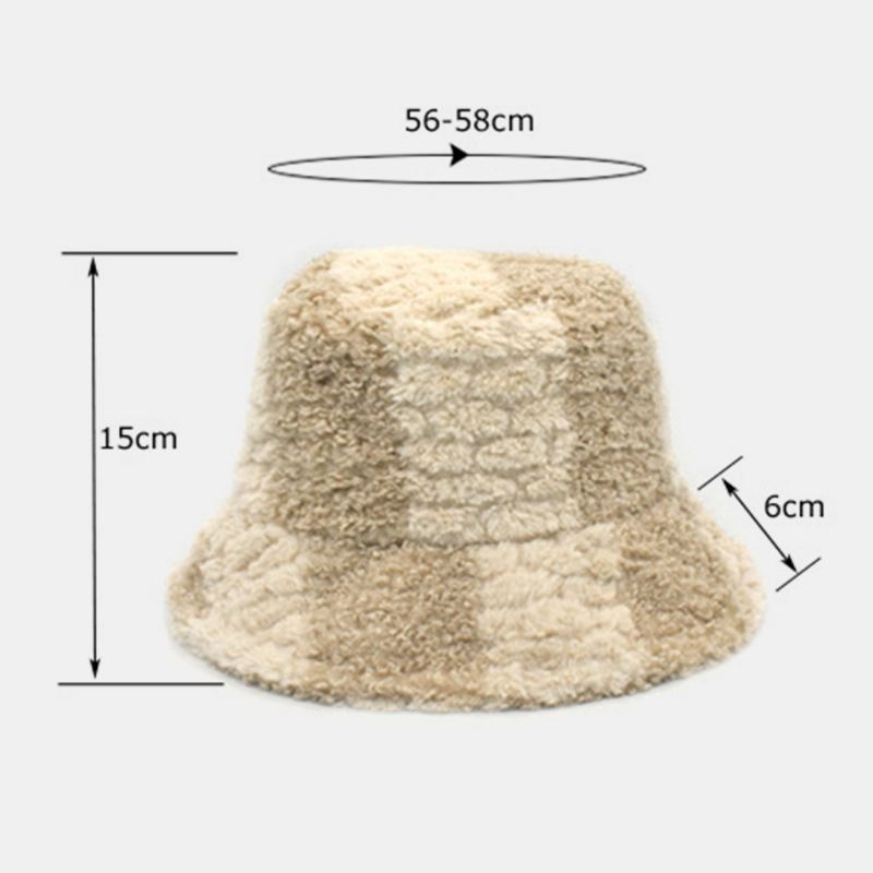 Unisex Lammehår Kontrastfarve Casual Varm Parhat Bucket Hat