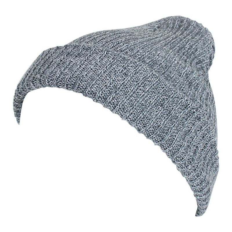 Unisex Mænd Kvinder Stripe Strikket Slouch Beanie Hat Ren Farve Elastisk Vinter Varm Cap