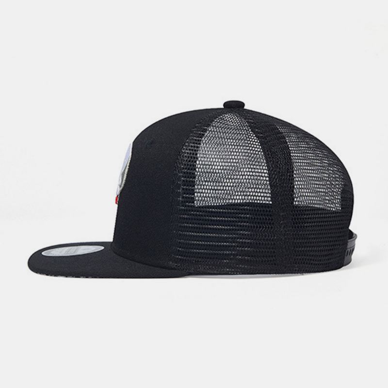 Unisex Mesh Patchwork Tegnefilm Kranie Broderi Store Flad Skygge Åndbar Hip Hop Baseball Cap