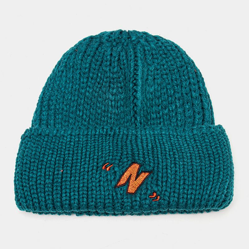 Unisex N-letter Mønster Strikkede Kasketter Mode Afslappet Justerbar Elastisk Kasket Skull Cap Kanteløs Beanie Landlord Cap