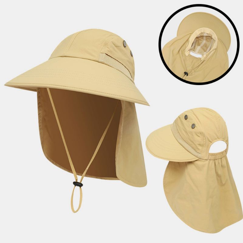 Unisex Nylon Ensfarvede Justerbar Sommer Udendørs Solsejl Fiske Klatrehat Åndbar Bucket Hat