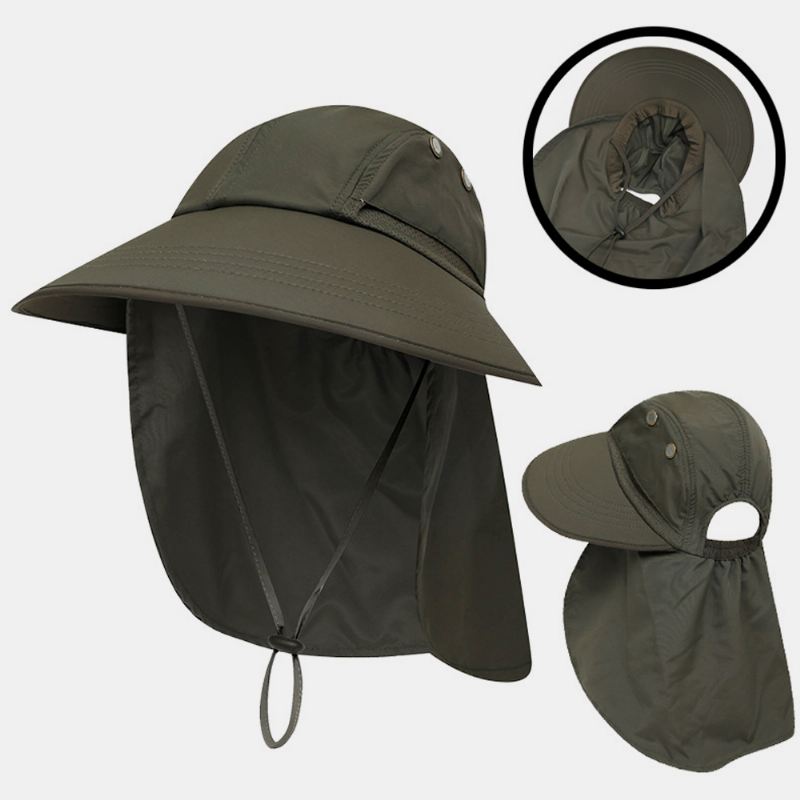 Unisex Nylon Ensfarvede Justerbar Sommer Udendørs Solsejl Fiske Klatrehat Åndbar Bucket Hat