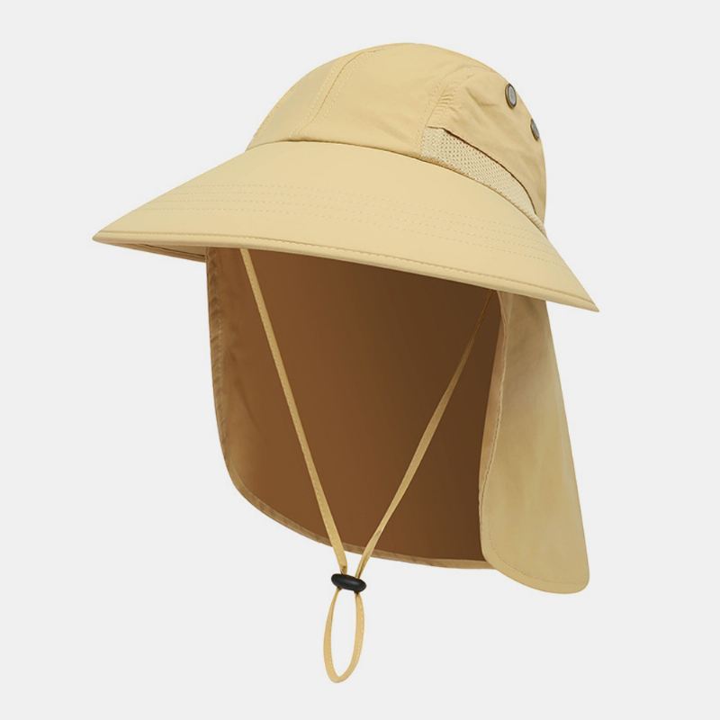 Unisex Nylon Ensfarvede Justerbar Sommer Udendørs Solsejl Fiske Klatrehat Åndbar Bucket Hat