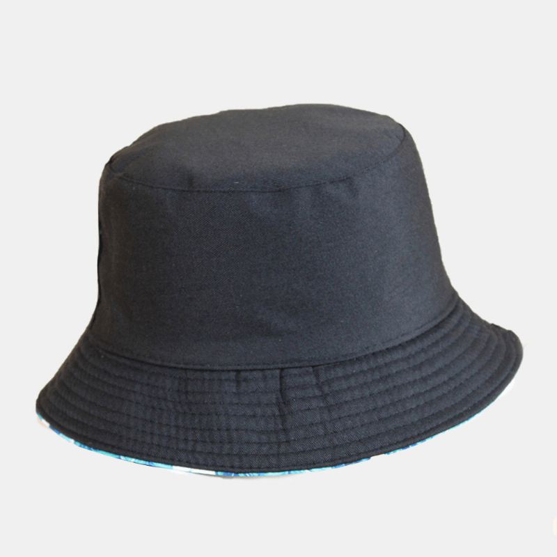 Unisex Overlay Blade Med Tryk Vendbar Bucket Hat Dobbeltsidet Solhat Sommerrejse Strandhat