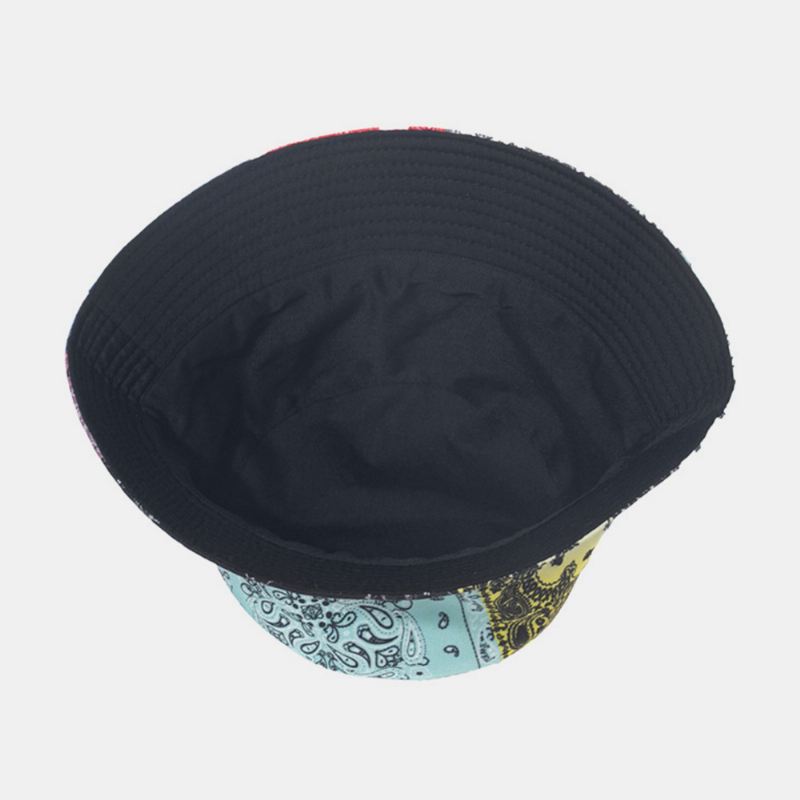 Unisex Overlay Cashew Med Tryk Bucket Hat Blandede Farvesøm Casual Solskærmshat