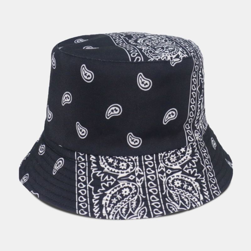 Unisex Overlay Cashew Med Tryk Bucket Hat Blandede Farvesøm Casual Solskærmshat