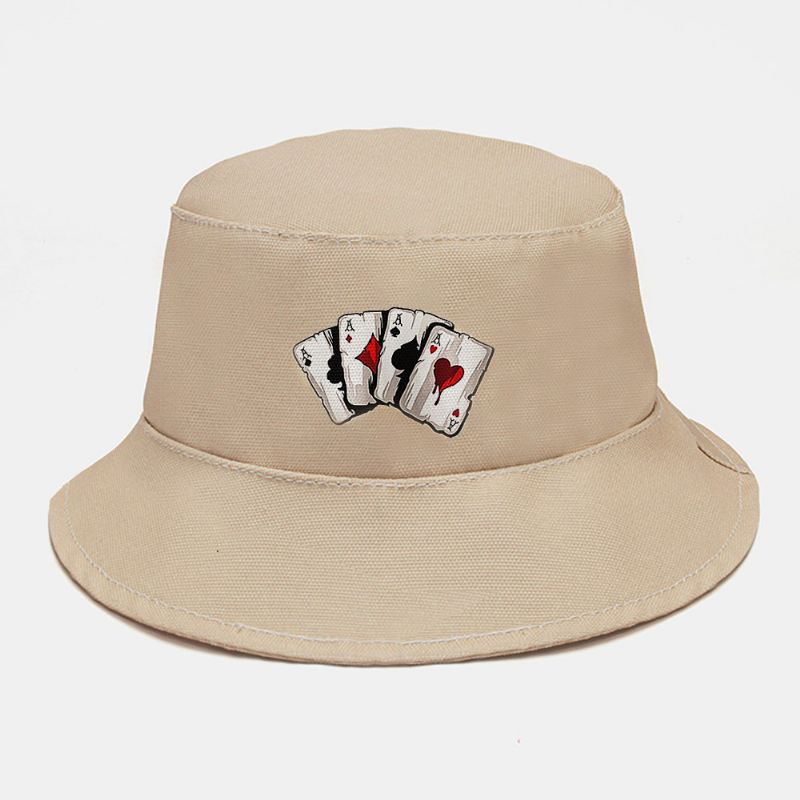 Unisex Plain Poker Mønster Bucket Hat Casual Wild Foldbar Solskygge Beach Hat