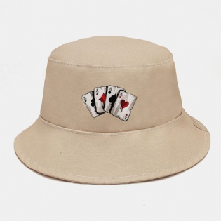 Unisex Plain Poker Mønster Bucket Hat Casual Wild Foldbar Solskygge Beach Hat