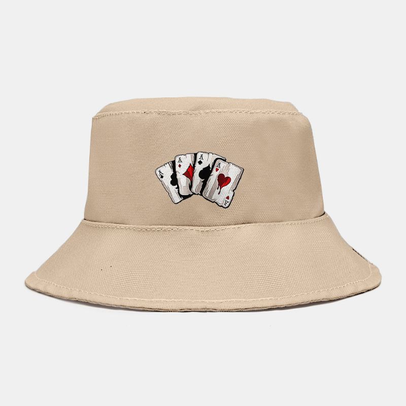 Unisex Plain Poker Mønster Bucket Hat Casual Wild Foldbar Solskygge Beach Hat