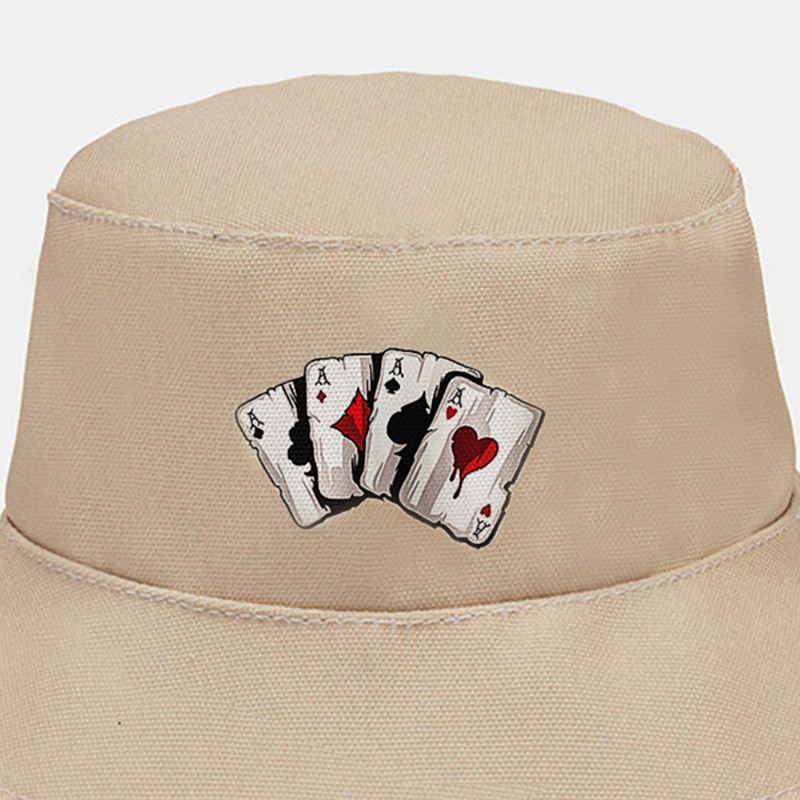 Unisex Plain Poker Mønster Bucket Hat Casual Wild Foldbar Solskygge Beach Hat