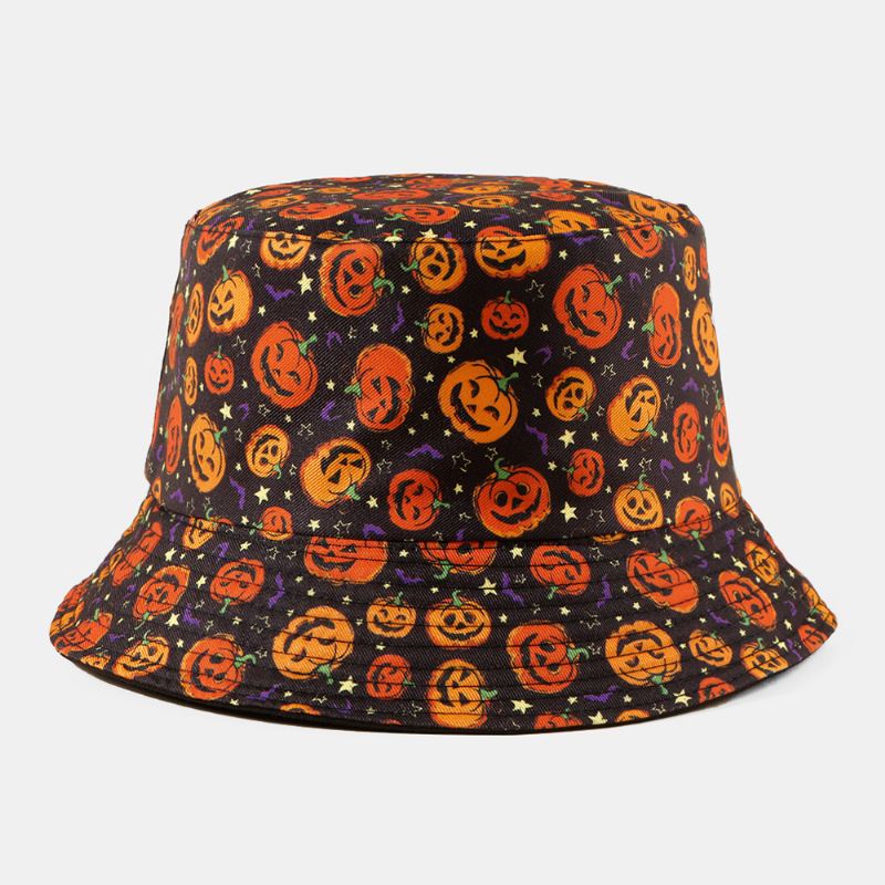 Unisex Pumpkin Ghost Skull Mønster Bucket Hat Casual Funny Foldbar Solskærmshat