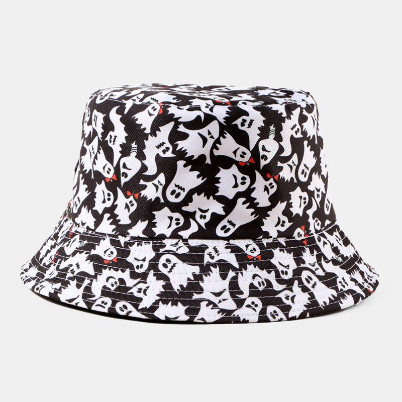 Unisex Pumpkin Ghost Skull Mønster Bucket Hat Casual Funny Foldbar Solskærmshat