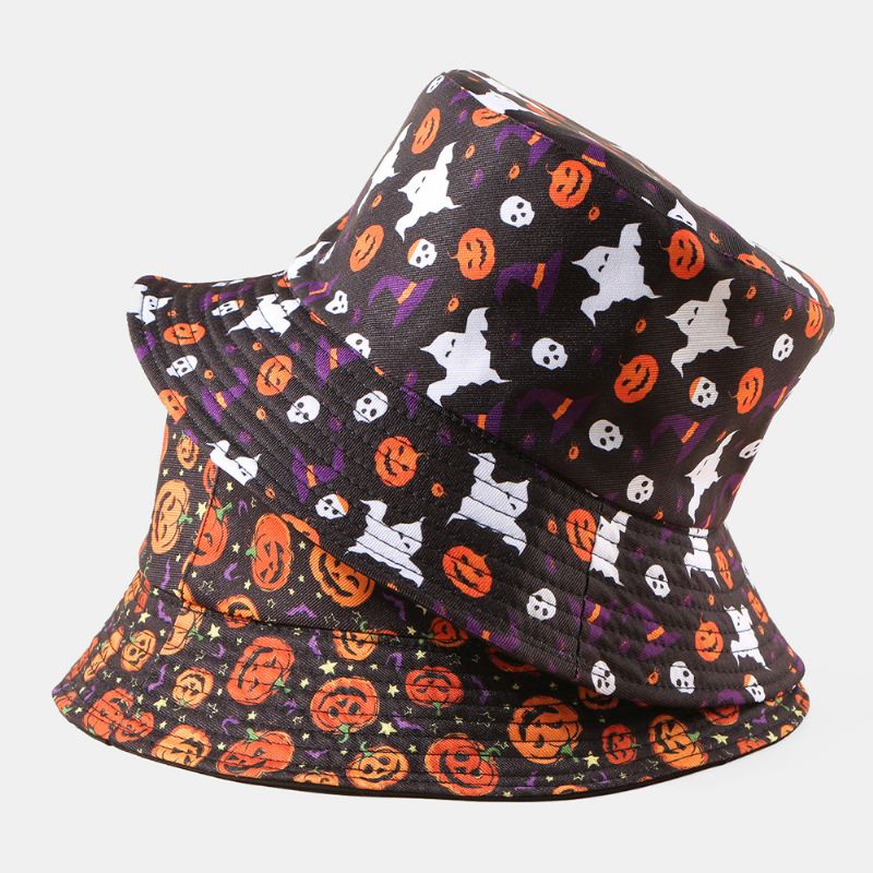 Unisex Pumpkin Ghost Skull Mønster Bucket Hat Casual Funny Foldbar Solskærmshat