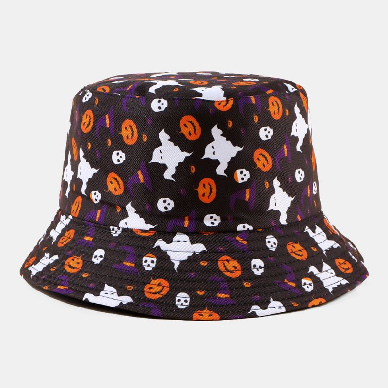 Unisex Pumpkin Ghost Skull Mønster Bucket Hat Casual Funny Foldbar Solskærmshat