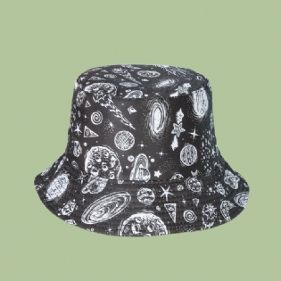 Unisex Stjernehimmel Bucket Hat Bomuld Dobbeltsidet Bred Skygge Wild Outdoor Sunshade Beach Hat