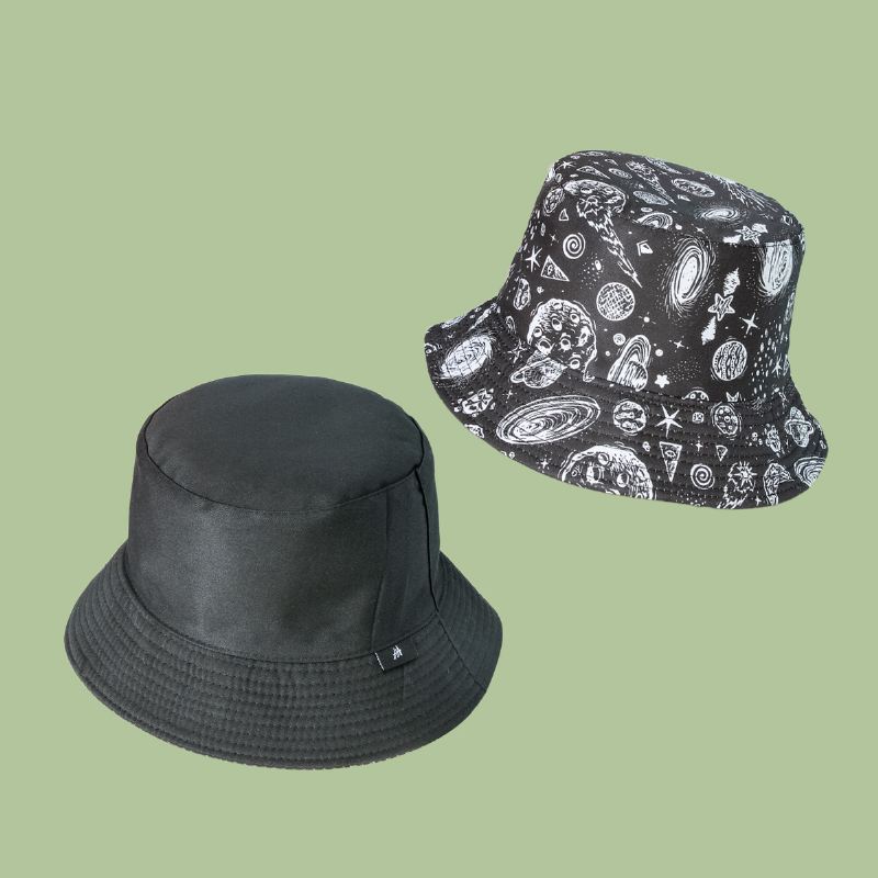 Unisex Stjernehimmel Bucket Hat Bomuld Dobbeltsidet Bred Skygge Wild Outdoor Sunshade Beach Hat