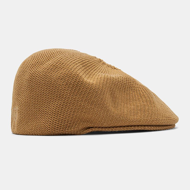 Unisex Strikket Massivt Brev Broderet Anti-slid Vintage Åndbar Baret Flad Kasket