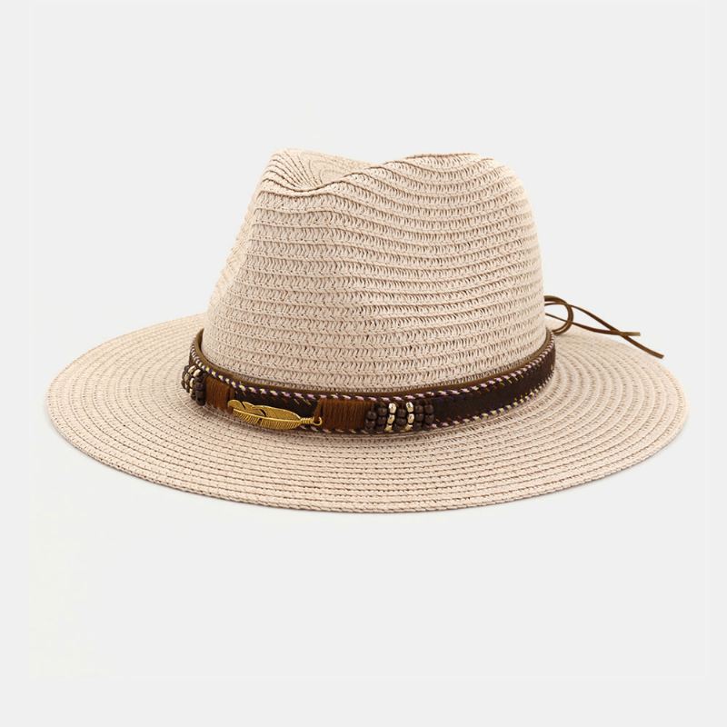 Unisex Sunscreen Travel Beach Sun Hat Elegant Seaside Jazz Hat Stråhat